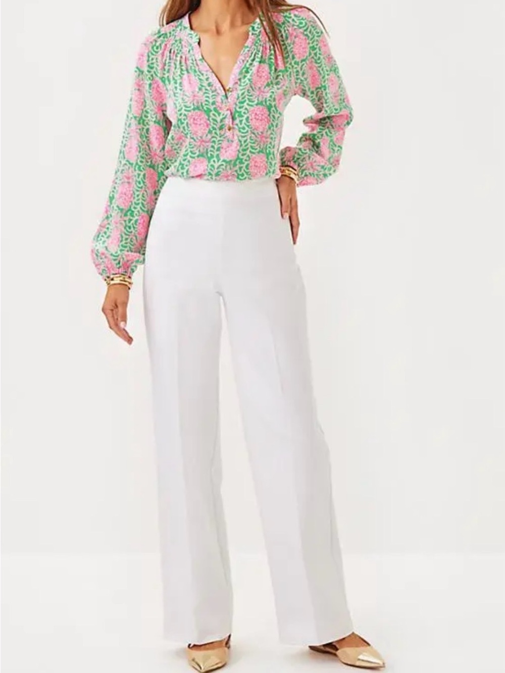 Lilly Pulitzer White High-Rise Wide-Leg Pants